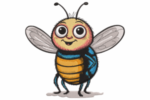 Cute Smiling Bee Embroidery Design