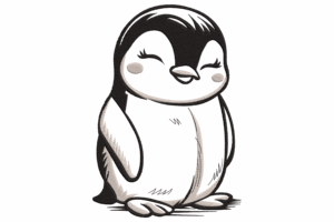 Cute Standing Baby Penguin Embroidery Design