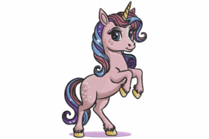 Cute Standing Unicorn Embroidery Design