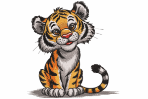 Cute Tiger Cub Embroidery Design