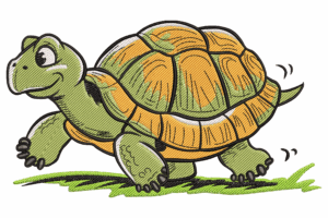 Cute Walking Turtle Embroidery Design