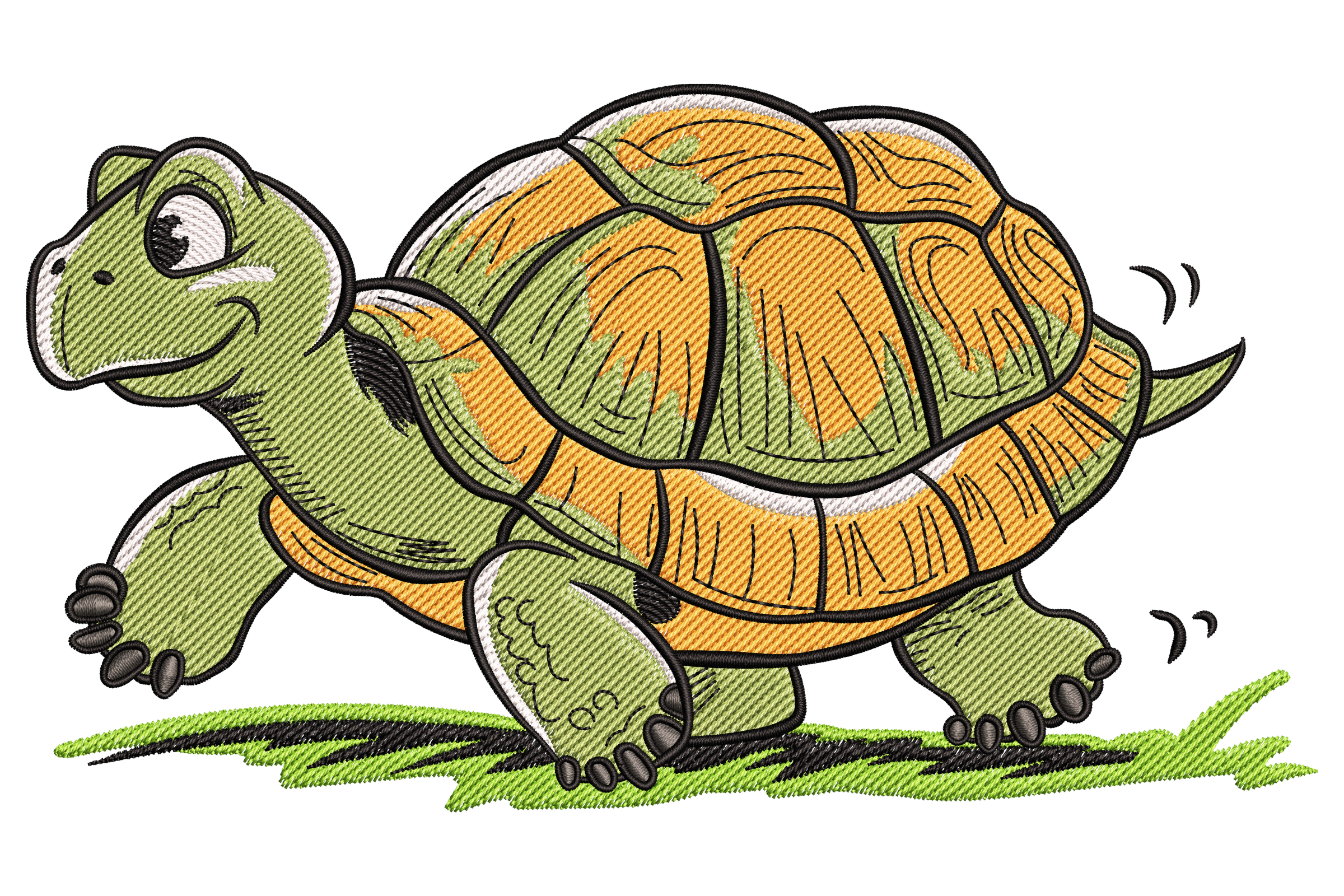 Cute Walking Turtle Embroidery Design