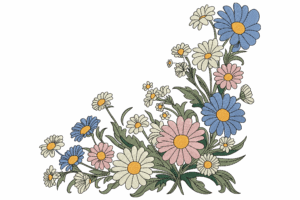 Daisy Corner Floral Embroidery Design