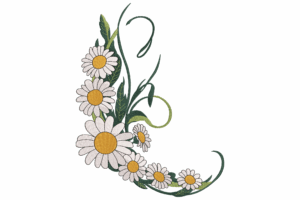 Daisy Flower Corner Curve Machine Embroidery Design