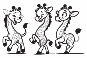 Dancing Giraffe Trio Embroidery Design