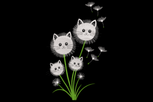 Dandelion Cat Face Embroidery Design