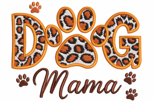Dog Mama Leopard Print Embroidery Design