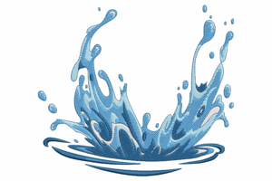 Dynamic Water Splash Embroidery Design