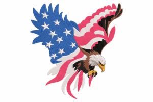 Elegant American Flag Eagle Embroidery Design