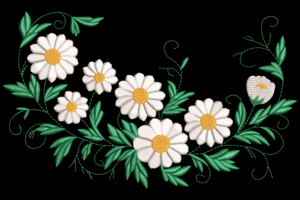 Elegant Daisy Flower Machine Embroidery Design