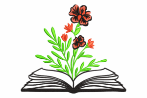 Elegant Floral Book Bloom Embroidery Design
