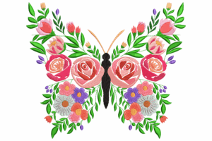Elegant Floral Butterfly Machine Embroidery Design