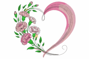 Elegant Floral Heart Embroidery Design