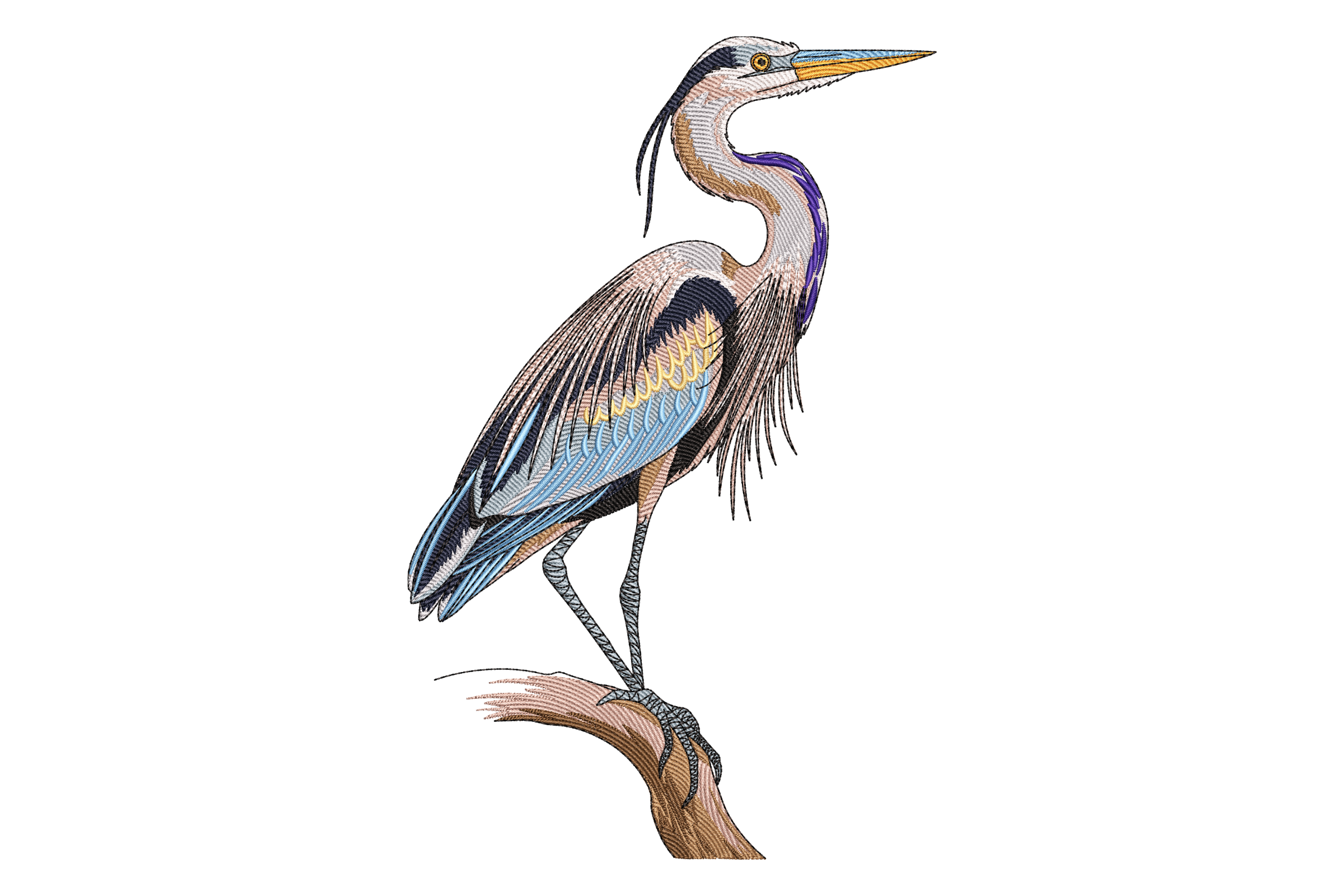 Elegant Heron Bird Embroidery Design