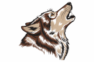 Howling Wolf Embroidery Design