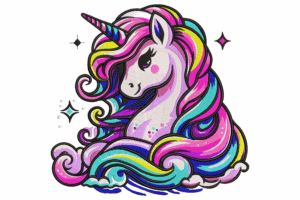 Elegant Magical Unicorn Machine Embroidery Design