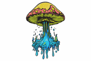 Elegant Psychedelic Mushroom Embroidery Design