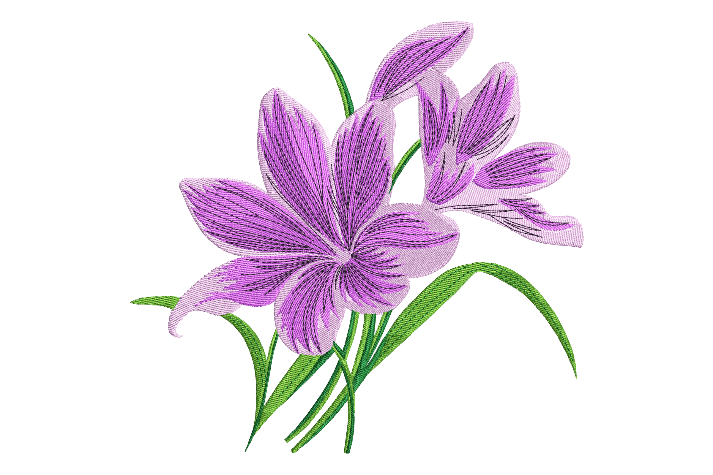 Elegant Purple Flower Embroidery Design