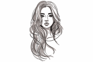 Elegant Woman Line Art Embroidery Design