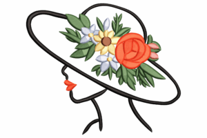 Elegant Woman with Floral Hat Embroidery Design