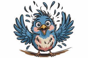 Excited Blue Bird Embroidery Design