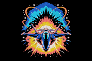 Exploding Jet Fighter Embroidery Design