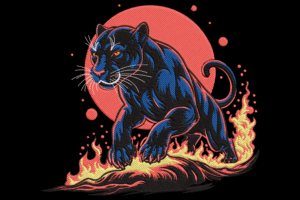 Fierce Black Panther Embroidery Design