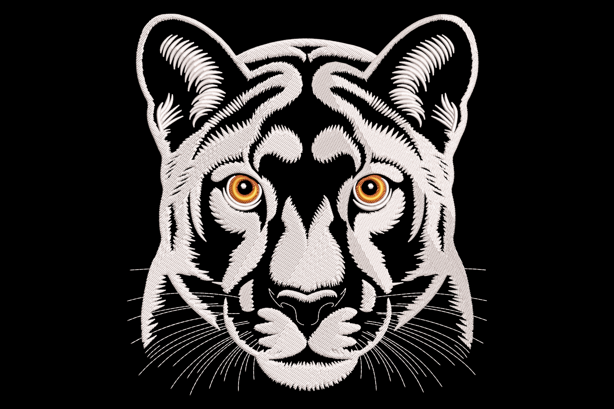 Fierce White Tiger Face Embroidery Design