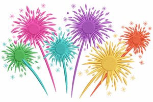 Firework Burst Floral Embroidery Design
