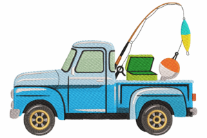 Fishing Truck Embroidery Design