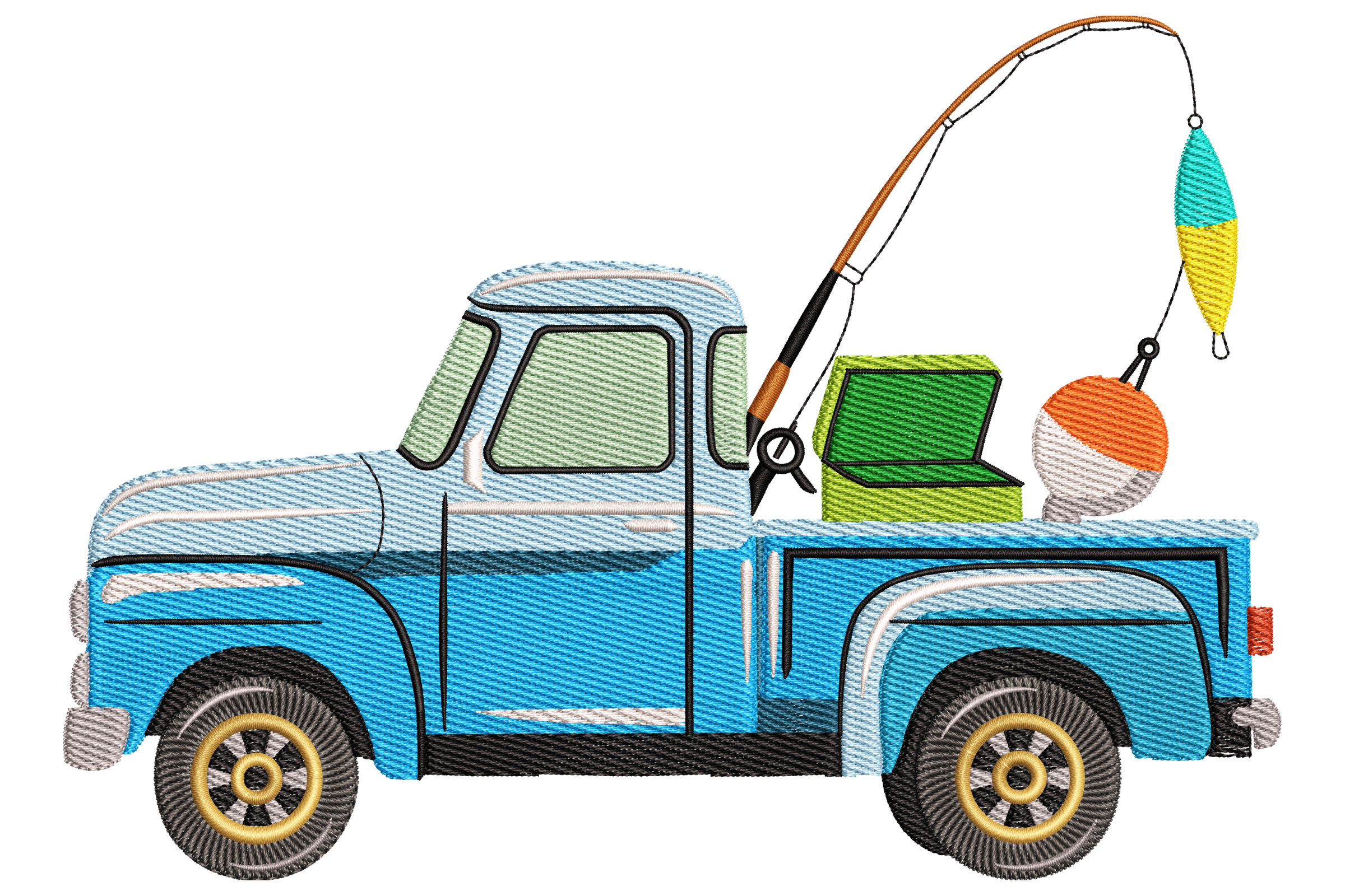 Fishing Truck Embroidery Design