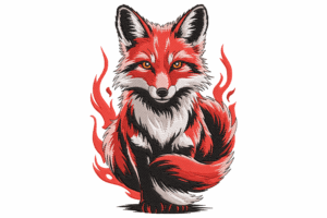 Flaming Fox Embroidery Design