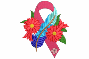 Floral Awareness Ribbon Machine Embroidery Design