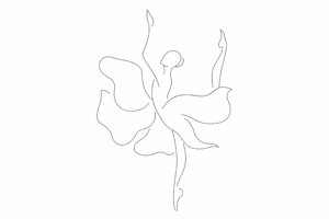 Floral Ballerina Line Art Embroidery Design