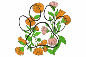 Floral Dog Paw Embroidery Design