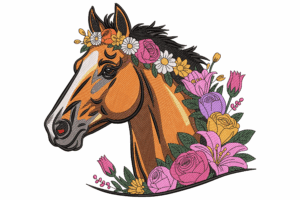 Floral Horse Embroidery Design