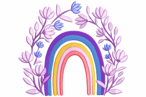 Floral Rainbow Arch Embroidery Design