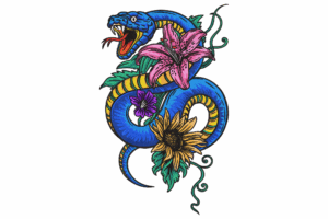 Floral Serpent Embroidery Design