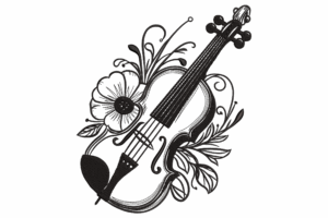 Floral Violin Embroidery Design
