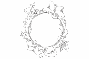 Floral Wreath Frame Embroidery Design