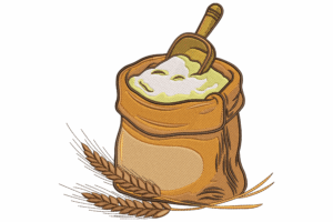 Flour Sack with Wheat Embroidery Design