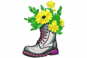 Flower Boot Embroidery Design