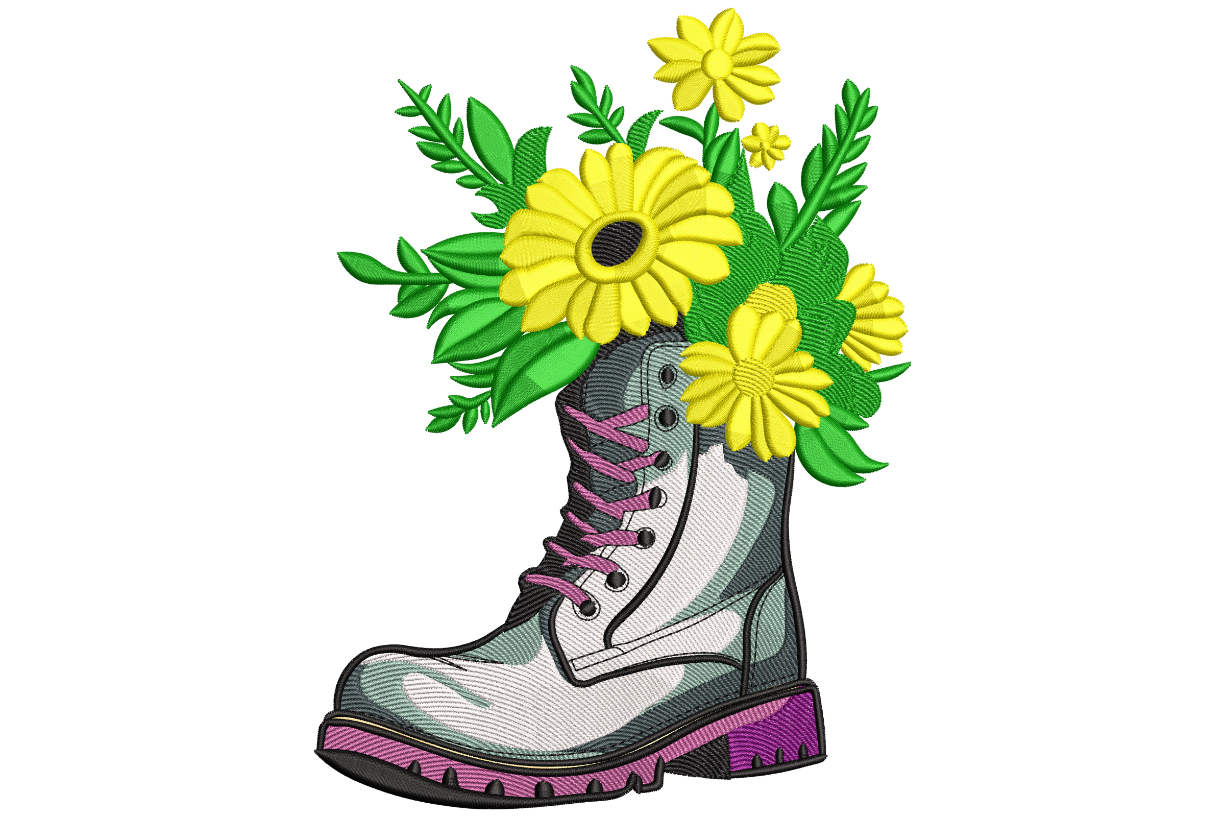 Flower Boot Embroidery Design