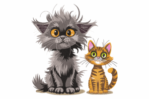 Fluffy Gray and Orange Tabby Cat Embroidery Design