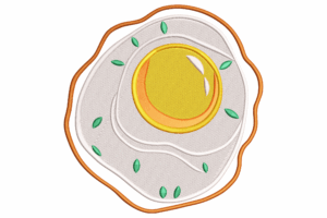 Fried Egg with Herbs Embroidery Design