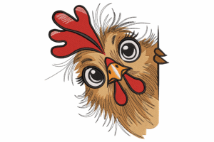 Funny Peeking Chicken Embroidery Design
