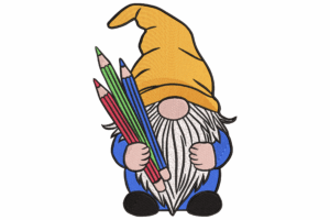 Gnome with Pencils Embroidery Design