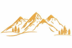 Golden Mountain Landscape Embroidery Design