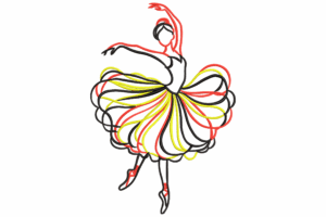 Graceful Ballerina Line Art Embroidery Design