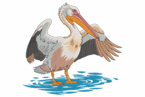 Graceful Pelican Embroidery Design